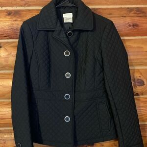 Maurice’s Quilted Black Jacket with Oversized Large Buttons Small